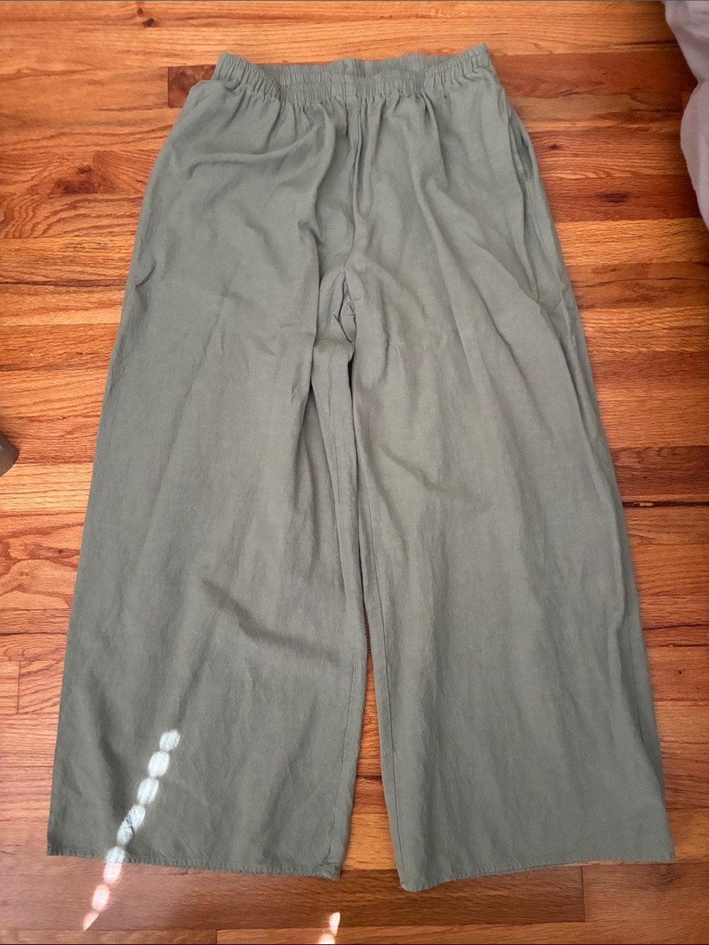 Casual Wide-Leg Linen Pants in Olive